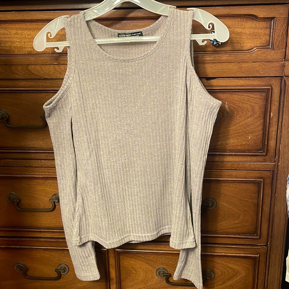 SHEIN grey open shoulder long sleeve